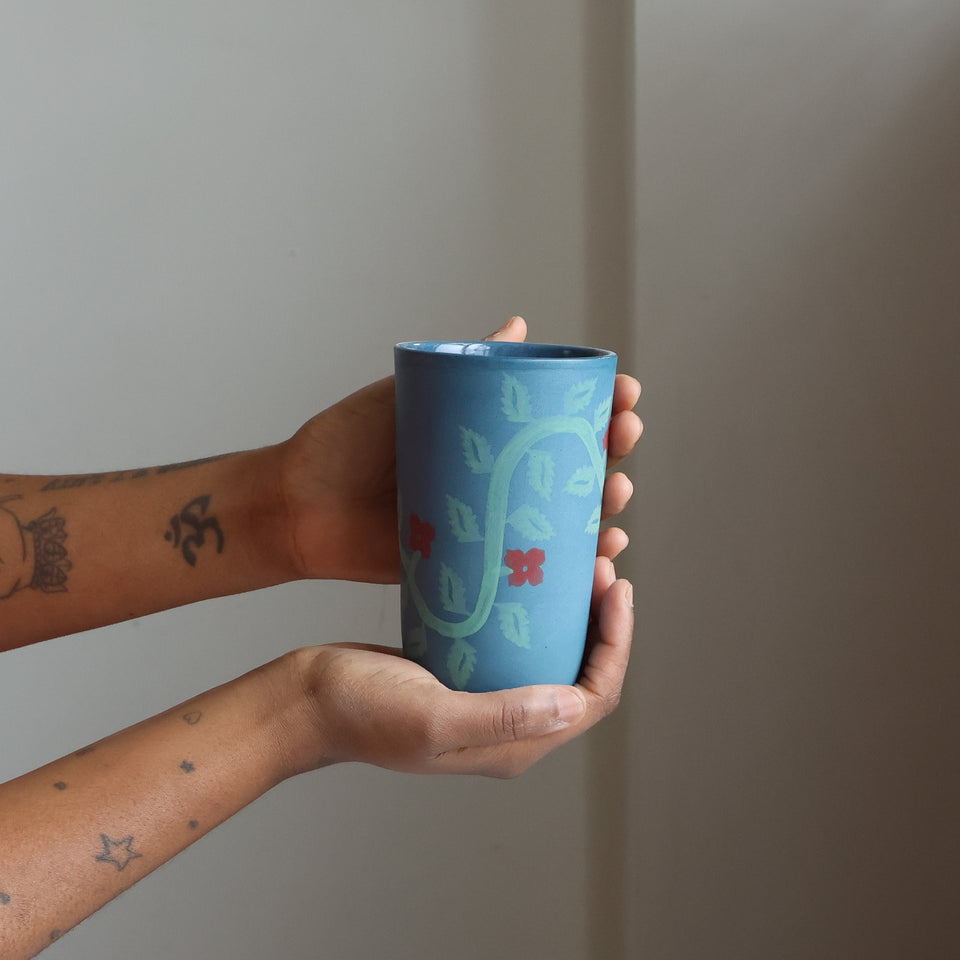 Denim bouquet tumbler