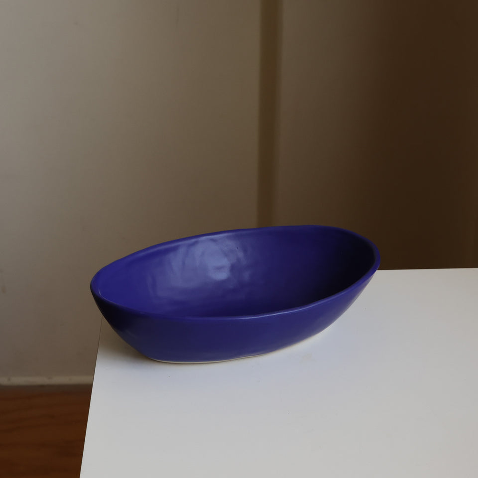 *Imperfect* Cobalt oval serving bowl