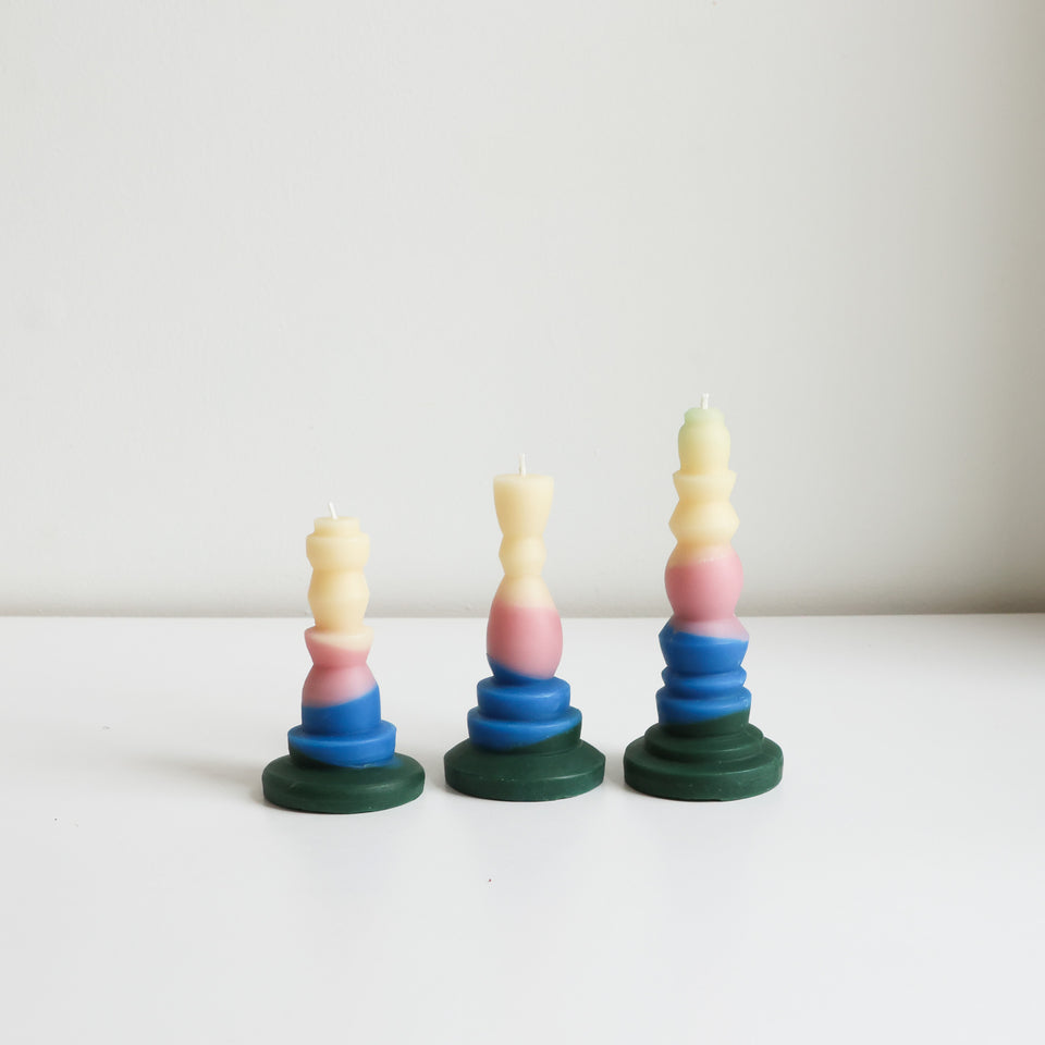 Layered beeswax candles