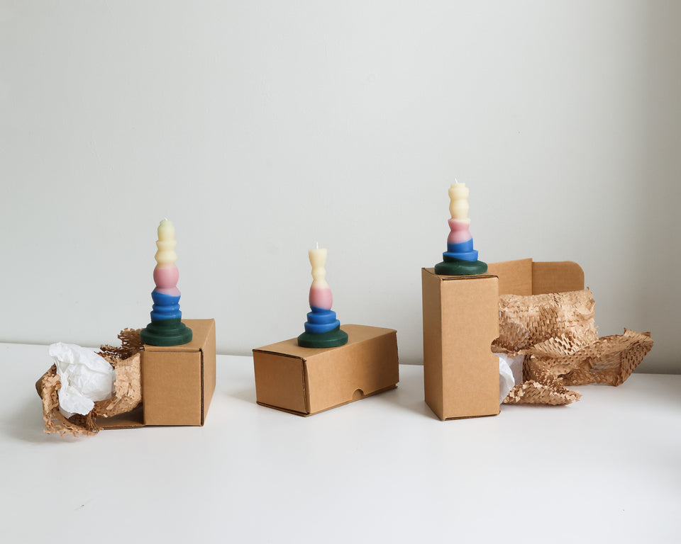 Layered beeswax candles