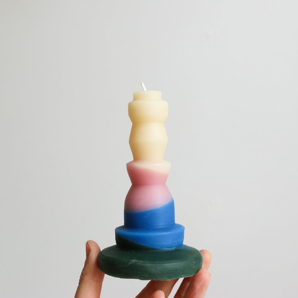 Layered beeswax candles