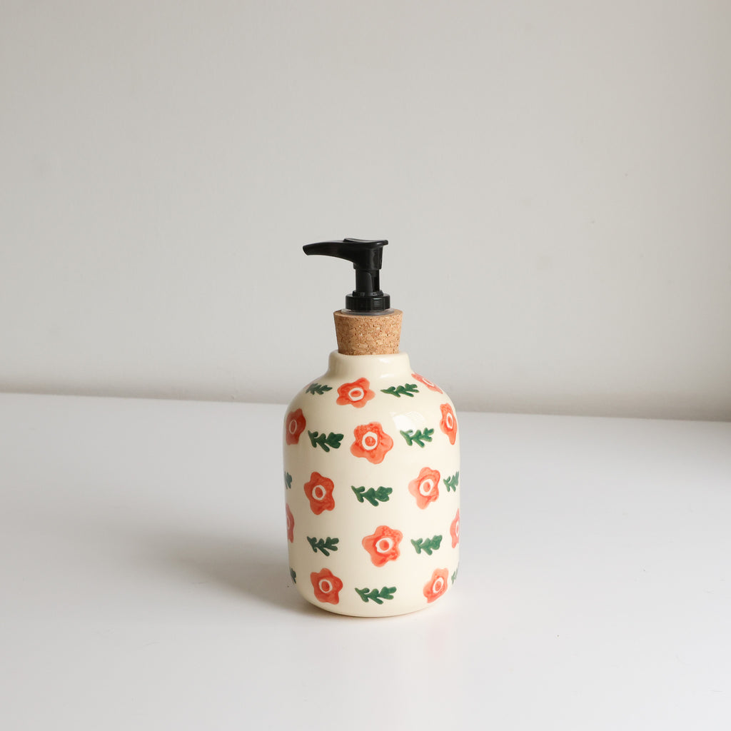 Flower print soap dispenser
