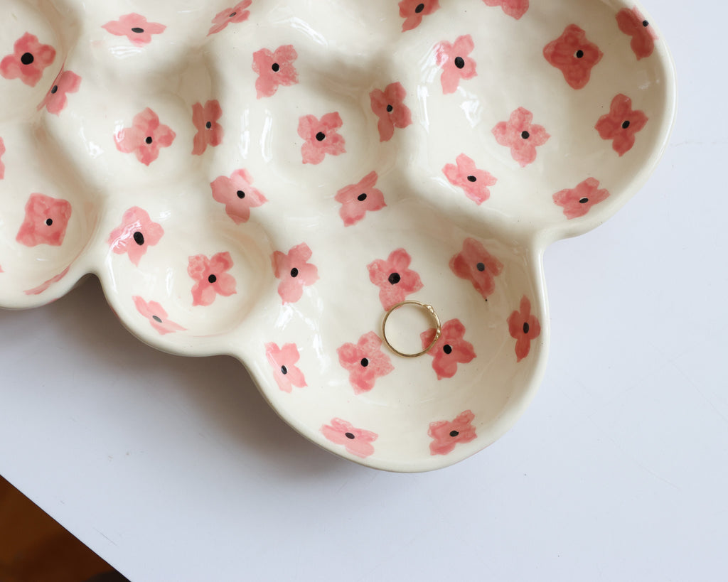 Pink floral trinket tray