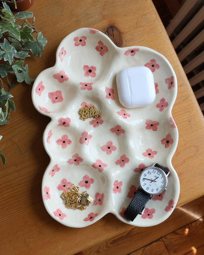 Pink floral trinket tray