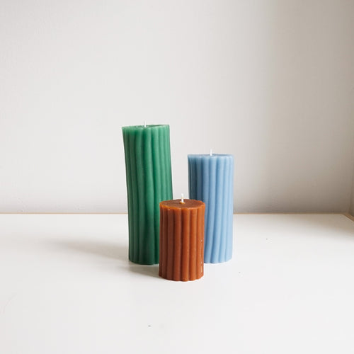 Corduroy beeswax candles