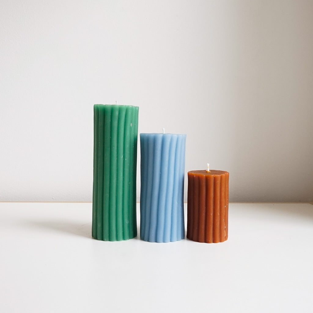 Corduroy beeswax candles